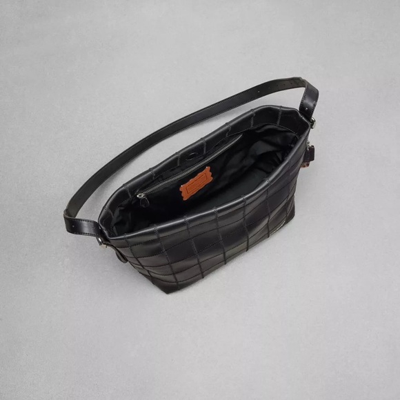 Coachtopia Alter Ego Hobo Bag Checkered Upcrafted Leather Black Leather - Picture 3 of 8